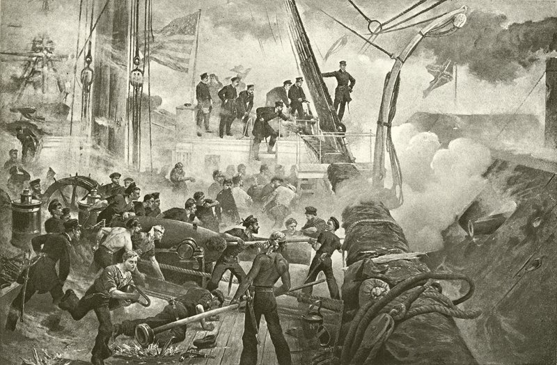 Farragut at Mobile Bay (gravure) by William Heysham Overend