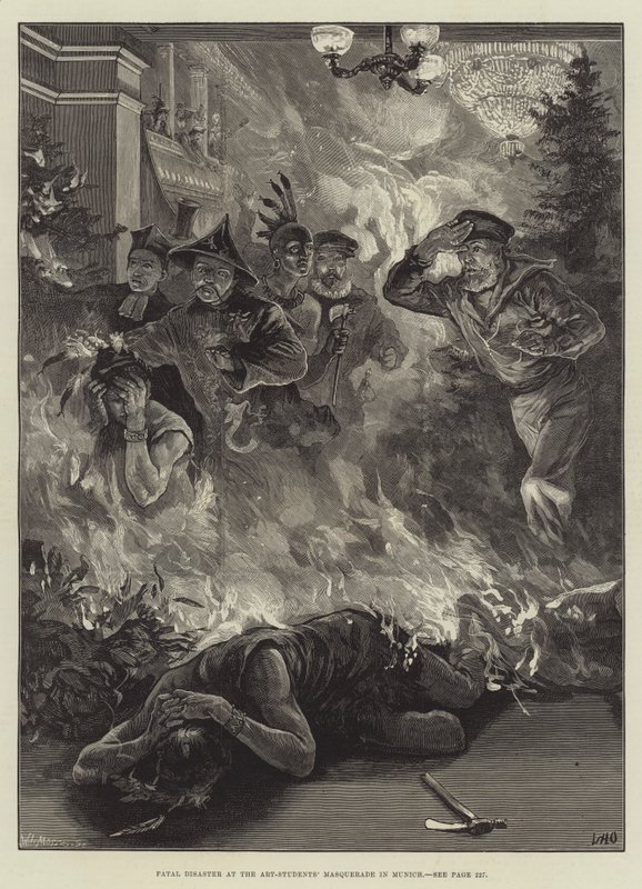 Münih'teki Sanat Öğrencileri Maskeli Balosunda Ölümcül Felaket by William Heysham Overend