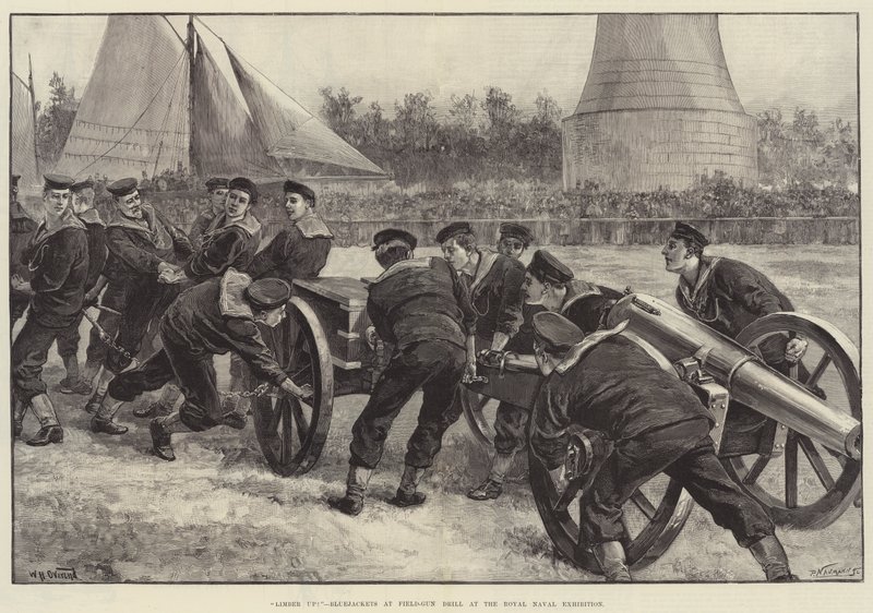 Kalkın! Kraliyet Deniz Sergisinde Field-Gun Tatbikatında Bluejackets by William Heysham Overend