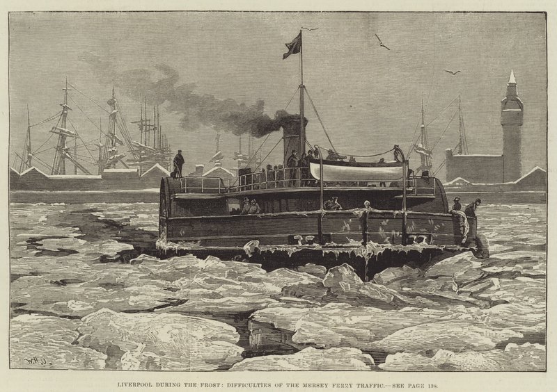 Frost Sırasında Liverpool, Mersey Feribot Trafiğinin Zorlukları by William Heysham Overend
