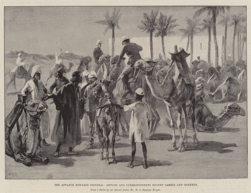 Dongola, Sanatçılar ve Muhabirlerin Deve ve Eşek Satın Almalarına Yönelik Gelişme by William Heysham Overend