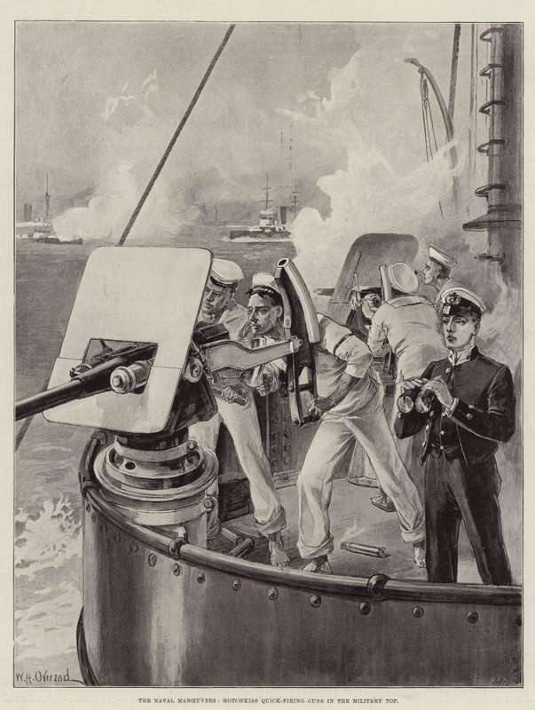 Deniz Manevraları, Askeri Üstte Hotchkiss Hızlı Ateşleyen Silahlar by William Heysham Overend