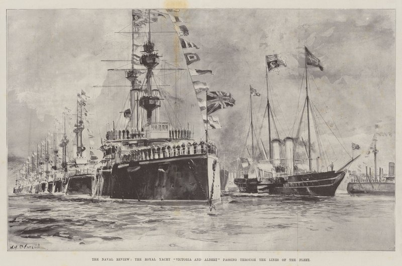 The Naval Review, Royal Yacht Victoria ve Albert, Filo Hattından Geçiyor by William Heysham Overend