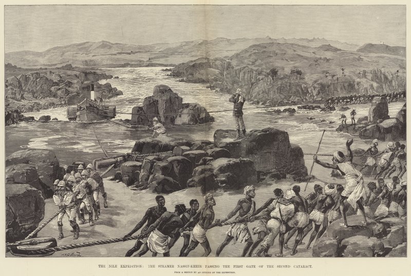 Nil Seferi, Vapur Nassif-Kheir, İkinci Kataraktın İlk Kapısını Geçiyor by William Heysham Overend