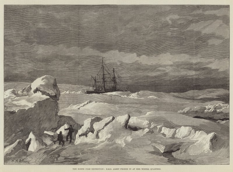 Kuzey Kutbu Seferi, HMS Uyarısı Kışlık Bölgesinde dondu by William Heysham Overend