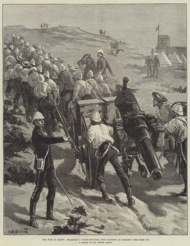 The War in Egypt, dragging at Forty-Pounder into Position at Ramleh  by William Heysham Overend