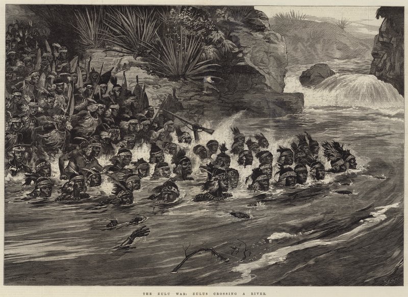 Zulu Savaşı, Zulu Nehri geçerken by William Heysham Overend