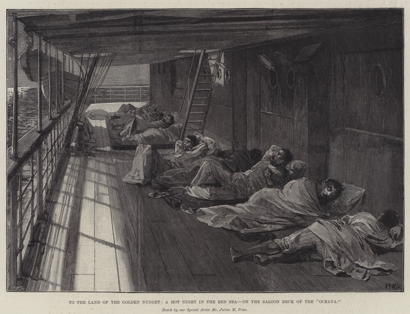 Golden Nugget Ülkesine, Kızıldeniz'de Sıcak Bir Gece, Oceana'nın Salon Güvertesinde by William Heysham Overend