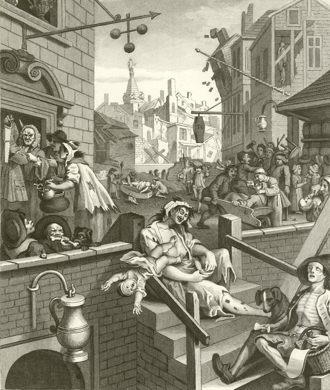 Bira Sokağı ve Cin Yolu by William Hogarth