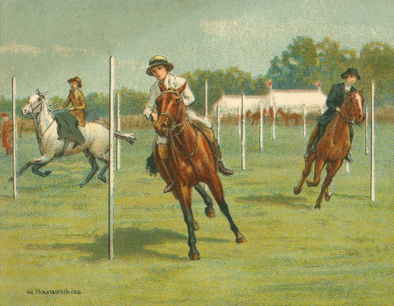 Yarışlar Tarihi ve Modern, Bükme Yarışları (chromolitho) by William Hounsom Byles