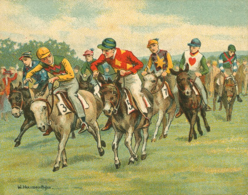 Yarışlar Tarihi ve Modern, Eşek Derbisi (chromolitho) by William Hounsom Byles