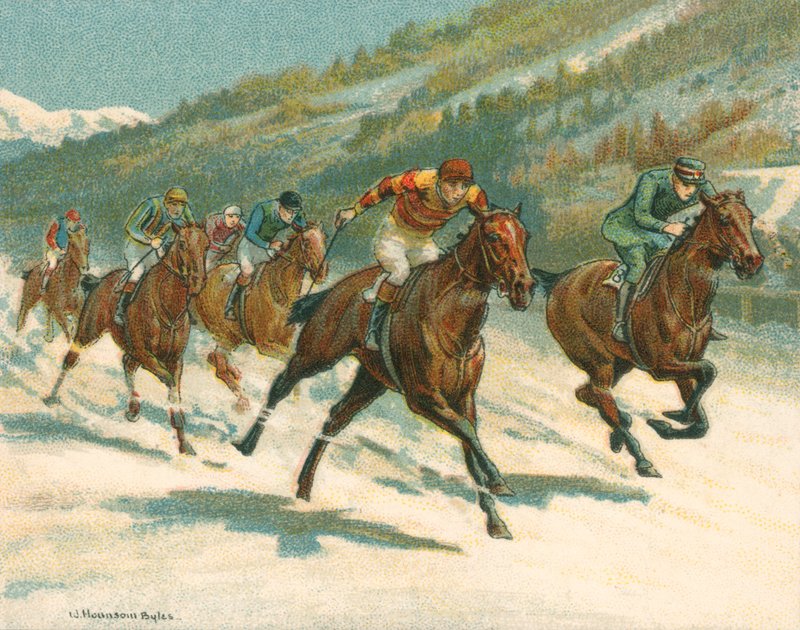 Yarışlar Tarihi ve Modern, Buzda Düz Yarış (At) (chromolitho) by William Hounsom Byles