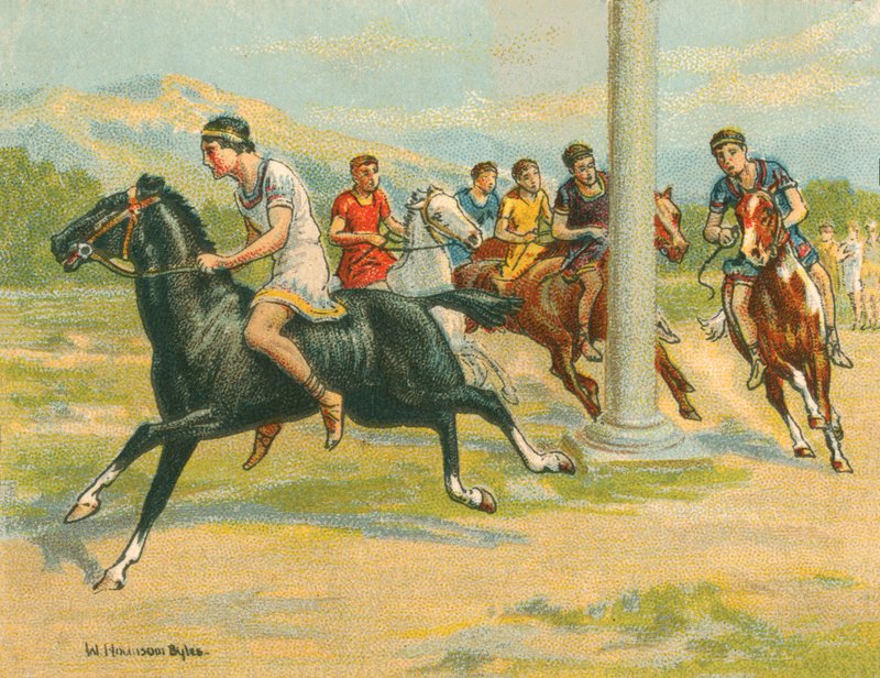 Yarışlar Tarihi ve Modern, Yunan At Yarışları (chromolitho) by William Hounsom Byles