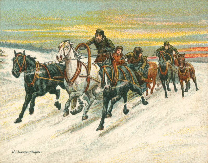 Yarışlar Tarihi ve Modern, Rus Kızak Yarışları (chromolitho) by William Hounsom Byles