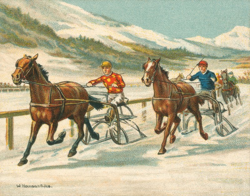 Yarışlar Tarihi ve Modern, Buzda Paça Yarışları (chromolitho) by William Hounsom Byles