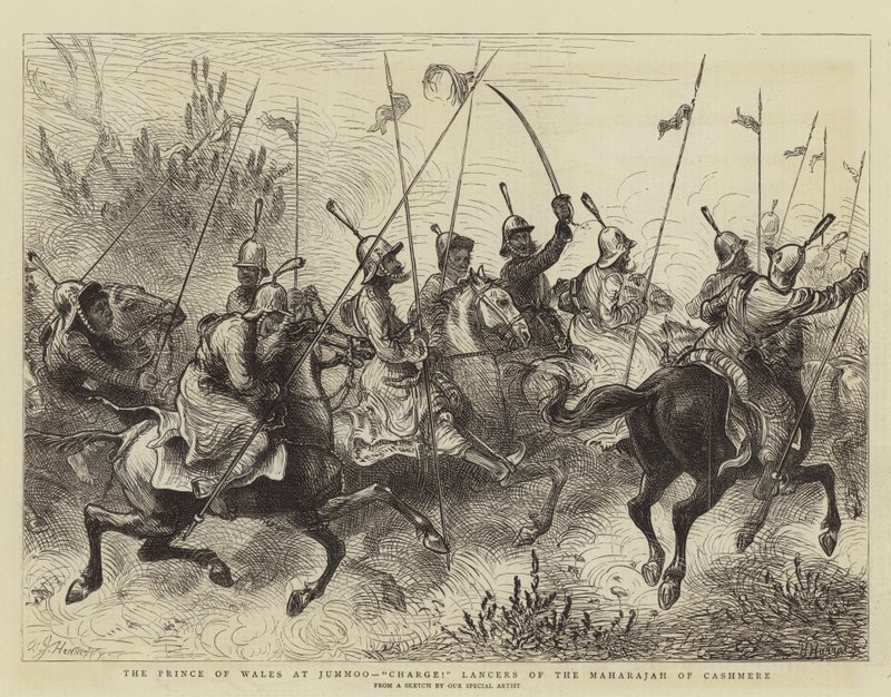 The Prince of Wales at Jummoo, Charge! Lancers of the Maharajah of Cashmere  by William John Hennessy
