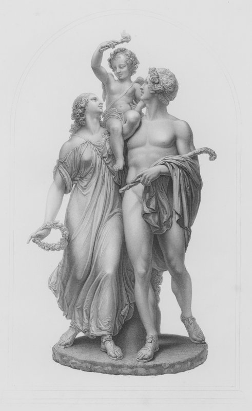 The Triumph of Love, gruptan W Roffe tarafından mermer üzerine P Mac Dowell, RA tarafından kazınmış (gravür) by William John Roffe
