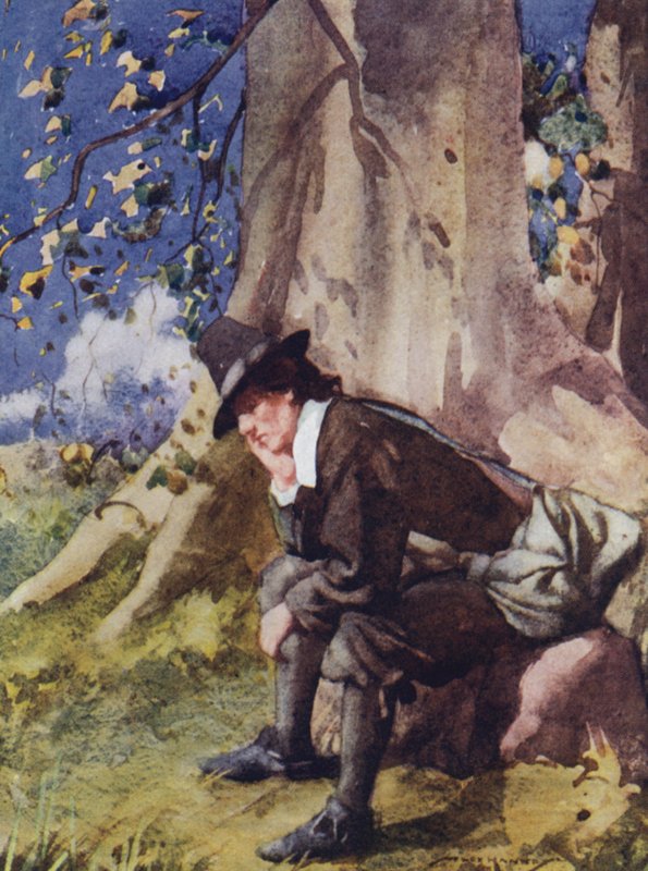 The Compleat Angler için çizim, Izaak Walton (renkli litho) by William Lee Hankey