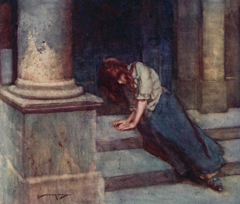 The Deserted Village için İllüstrasyon, Oliver Goldsmith (renkli lito) by William Lee Hankey