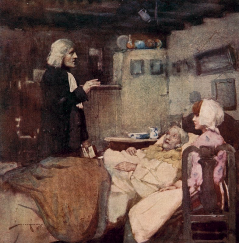 The Deserted Village için İllüstrasyon, Oliver Goldsmith (renkli lito) by William Lee Hankey