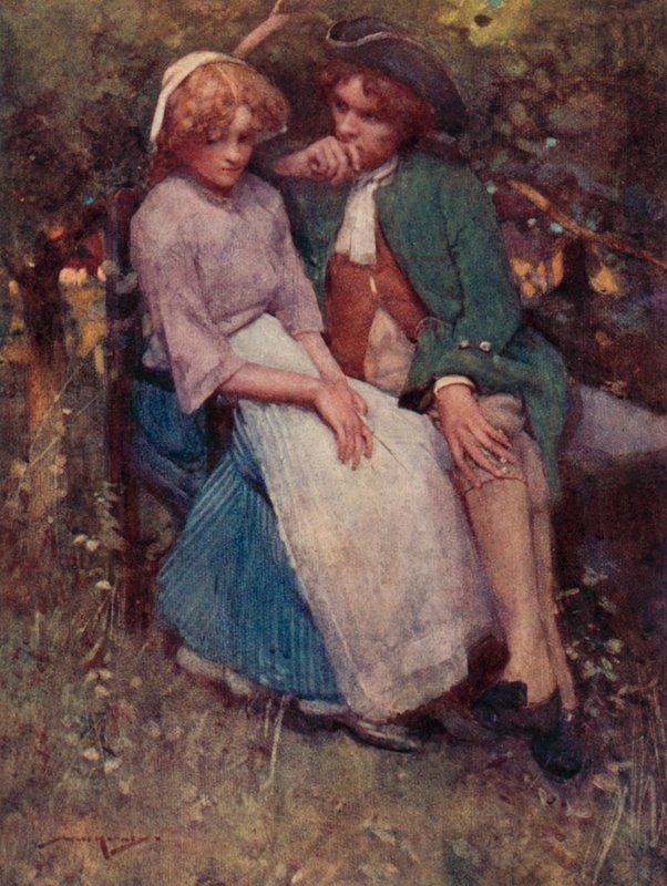 The Deserted Village için İllüstrasyon, Oliver Goldsmith (renkli lito) by William Lee Hankey