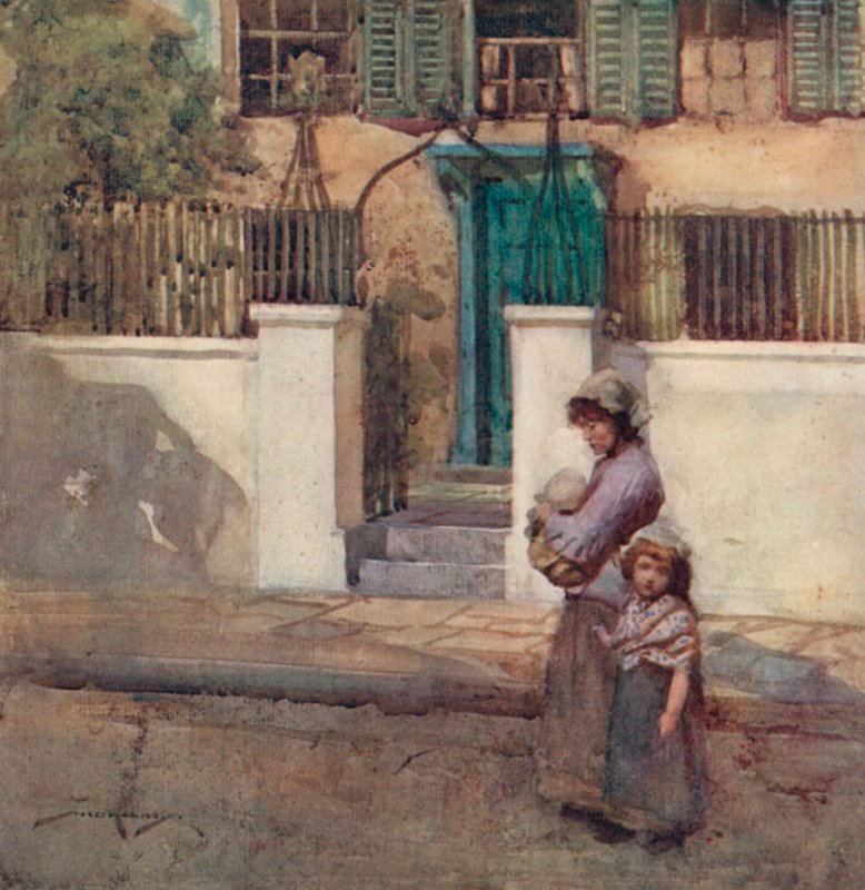 The Deserted Village için İllüstrasyon, Oliver Goldsmith (renkli lito) by William Lee Hankey