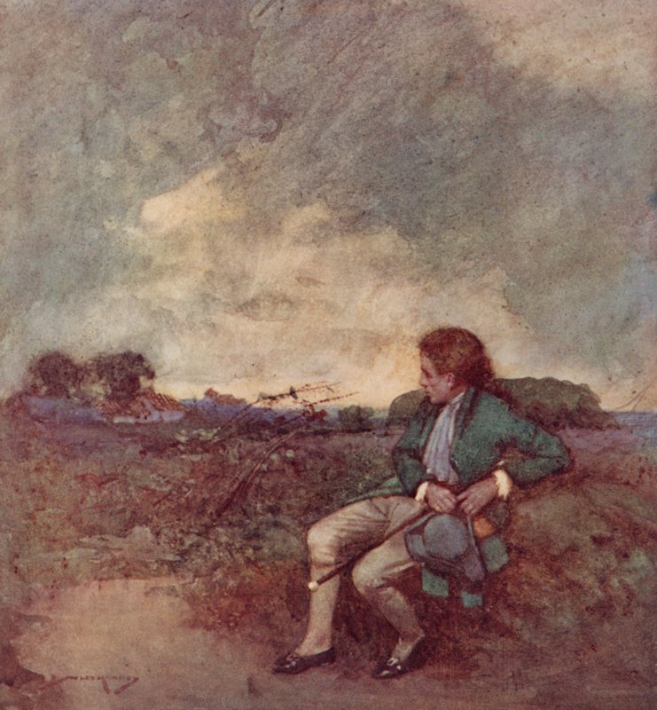 The Deserted Village için İllüstrasyon, Oliver Goldsmith (renkli lito) by William Lee Hankey