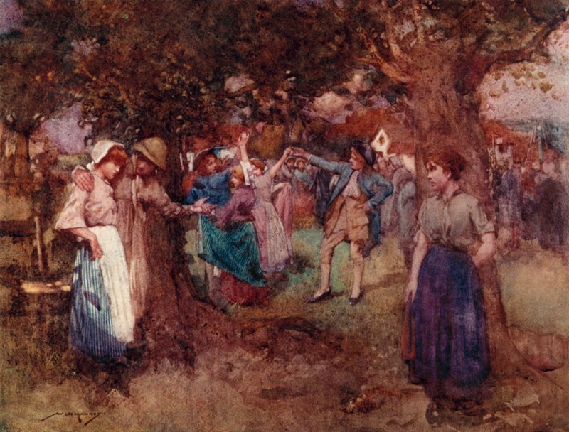 The Deserted Village için İllüstrasyon, Oliver Goldsmith (renkli lito) by William Lee Hankey