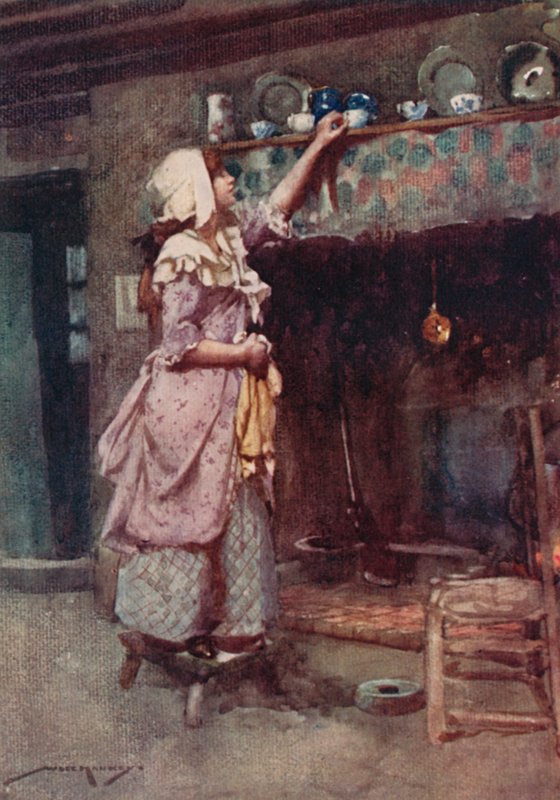 The Deserted Village için İllüstrasyon, Oliver Goldsmith (renkli lito) by William Lee Hankey
