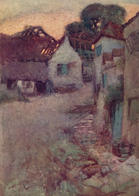 The Deserted Village için İllüstrasyon, Oliver Goldsmith (renkli lito) by William Lee Hankey