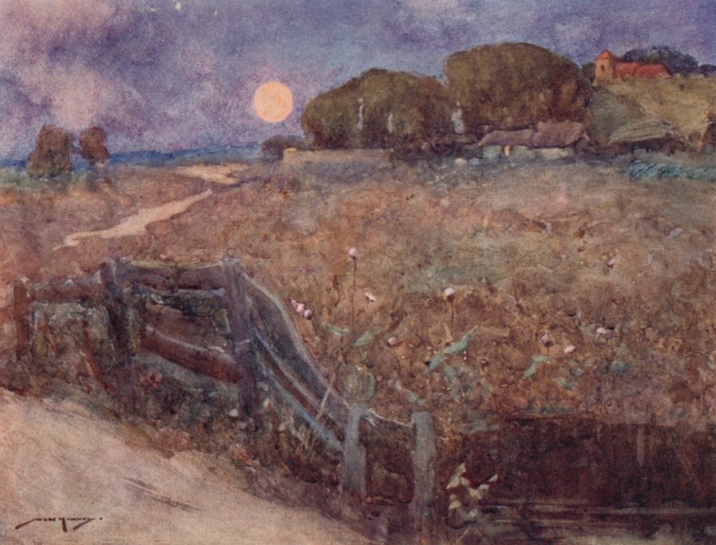 The Deserted Village için İllüstrasyon, Oliver Goldsmith (renkli lito) by William Lee Hankey