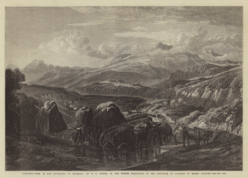 Sabah, Braemar Yaylalarında Manzara, Sulu Boya Ressamlar Enstitüsü Kış Sergisinde by William Leighton Leitch