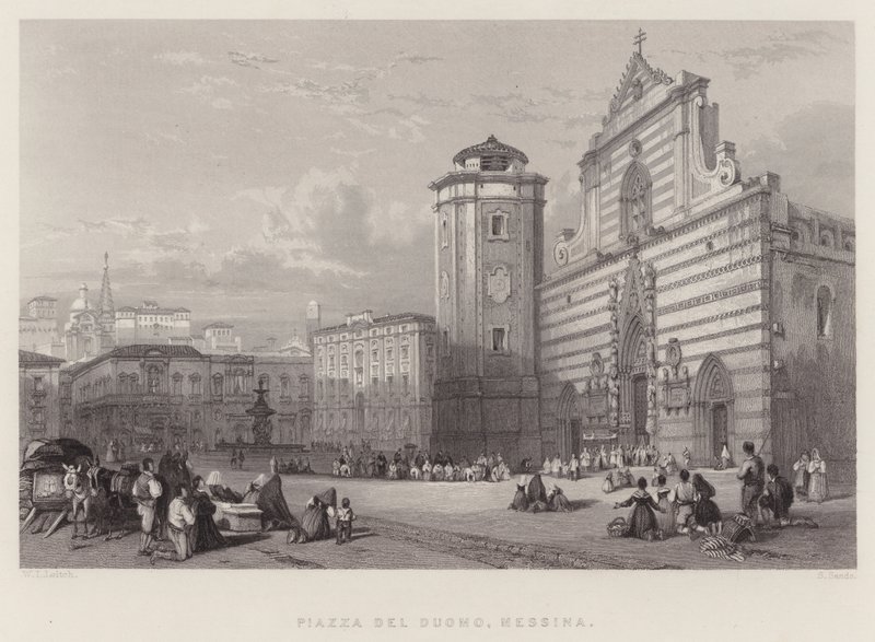 Piazza Del Duomo, Messina (gravür) by William Leighton Leitch