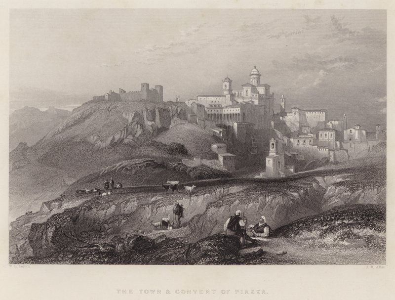 Piazza Kasabası ve Manastırı (gravür) by William Leighton Leitch