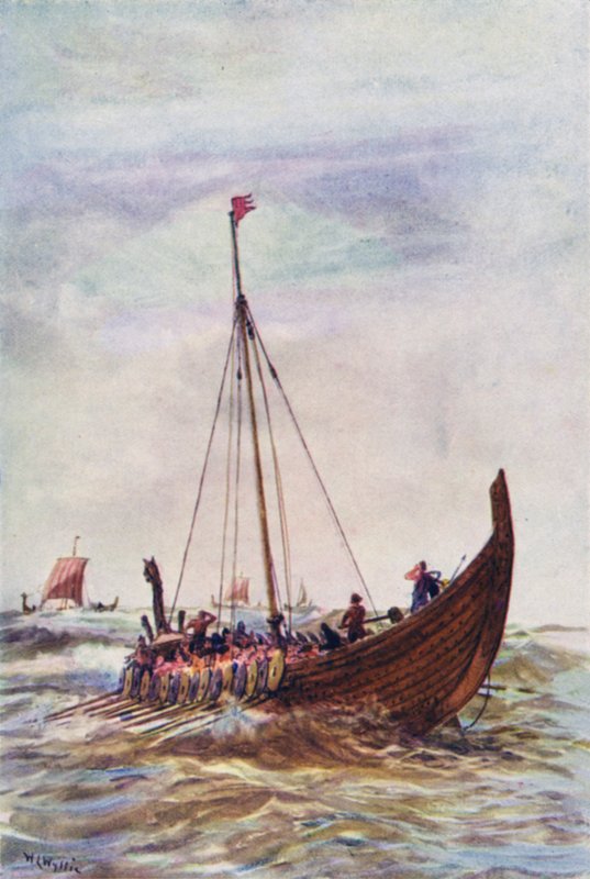 Kral Alfred zamanının savaş gemisi (renkli taş) by William Lionel (after) Wyllie