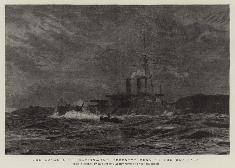 Deniz Seferberliği, HMS Rodney Ablukayı yönetiyor by William Lionel Wyllie