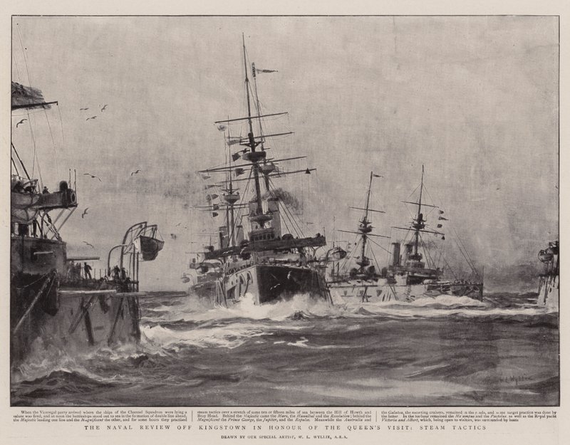 Kraliçe'nin Ziyareti Onuruna Kingstown'daki Deniz İncelemesi, Steam Tactics by William Lionel Wyllie