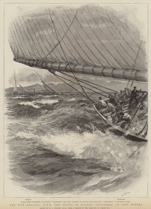 Nice Regatta, SAİK Galler Prensi Britannia ve kolay kazanan by William Lionel Wyllie