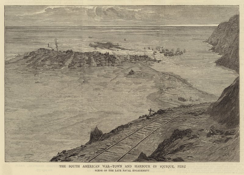 Güney Amerika Savaşı, Kasaba ve Iquique Limanı, Peru by William Lionel Wyllie