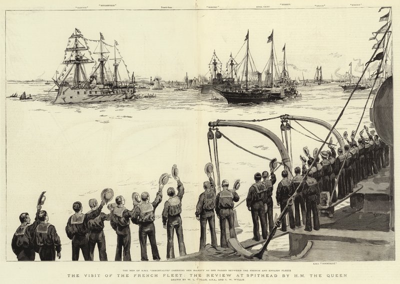 Fransız Filosunun ziyareti, The Review as Spithead, HM The Queen by William Lionel Wyllie