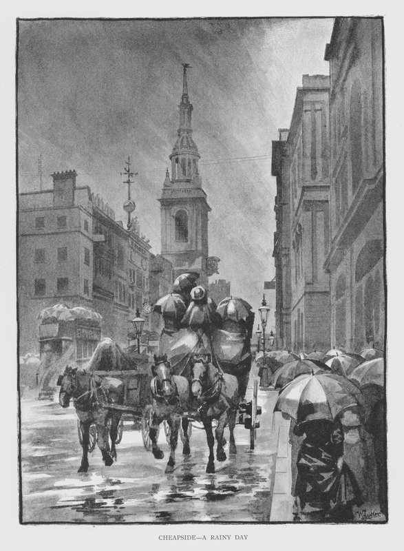 Cheapside, Yağmurlu Bir Gün (lito) by William Luker