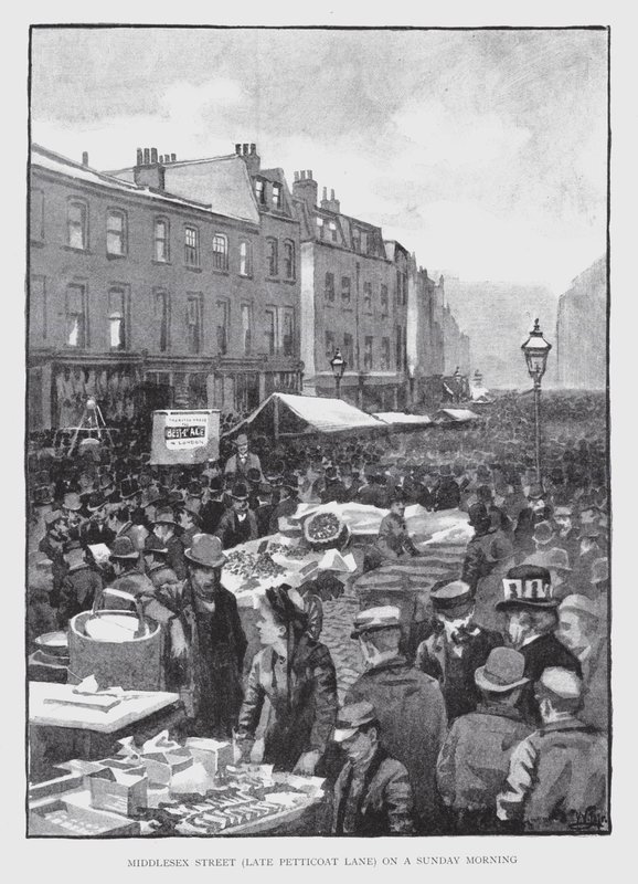Middlesex Caddesi, geç Petticoat Lane, bir Pazar Sabahı (lito) by William Luker