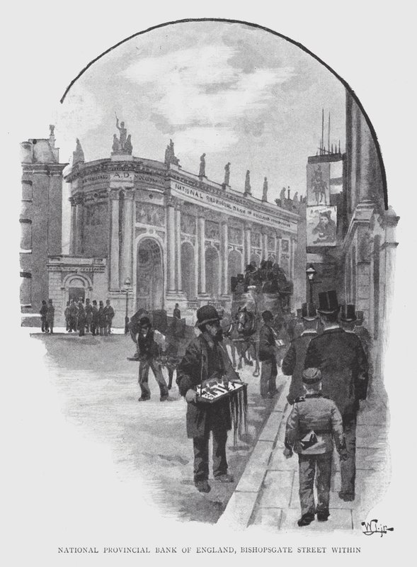 İngiltere Ulusal İl Bankası, Bishopsgate Caddesi içinde (litho) by William Luker