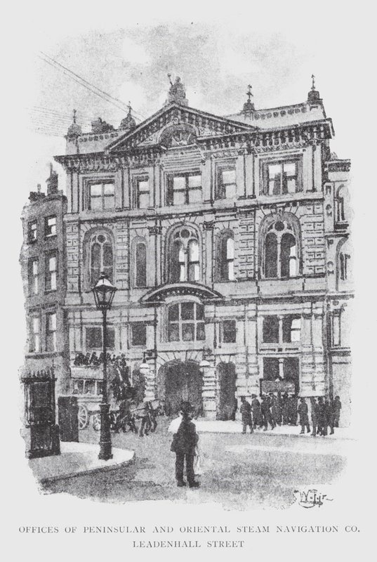 Peninsular ve Oriental Steam Navigation Co, Leadenhall Caddesi (litho) ofisleri by William Luker