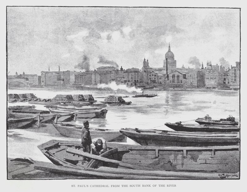 Nehrin Güney Bankasından St Paul Katedrali (litho) by William Luker