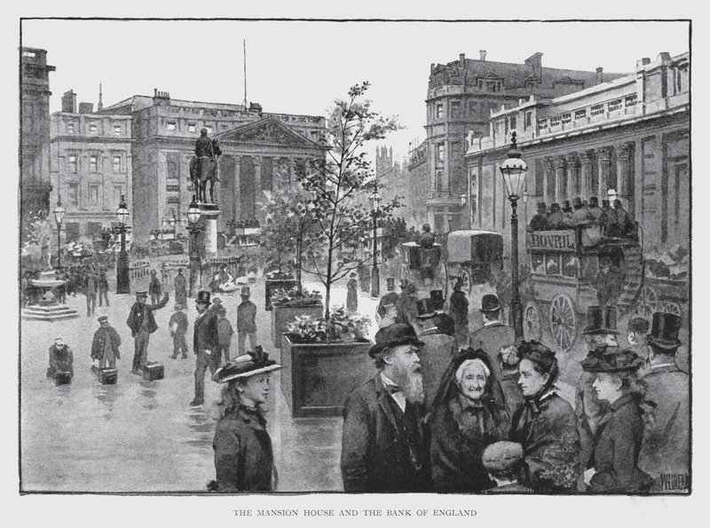 Mansion House ve İngiltere Bankası (lito) by William Luker