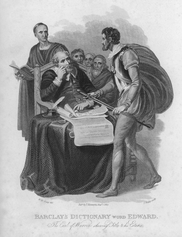 Barclays Sözlüğü, kelime: Edward, Warren Kontu Mülklerine Başlıklar gösteriyor (gravür) by William Marshall (after) Craig