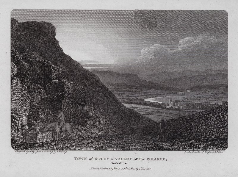 Otley Kasabası ve Wharfe Vadisi, Yorkshire (gravür) by William Marshall (after) Craig
