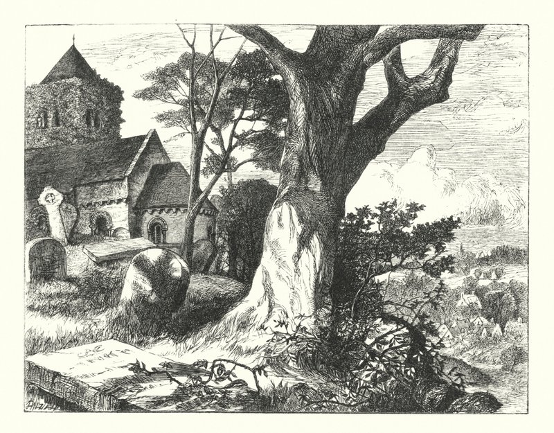 Köyün Kilise Bahçesi (gravür) by William Paton Burton