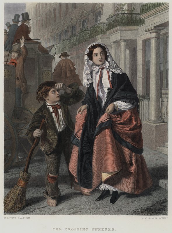 Geçiş Süpürgesi (renkli gravür) by William Powell (after) Frith